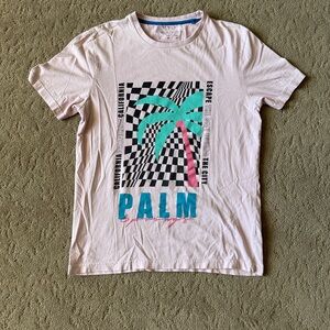 Denim & Flower White Short Sleeve Tee with Retro Graphic